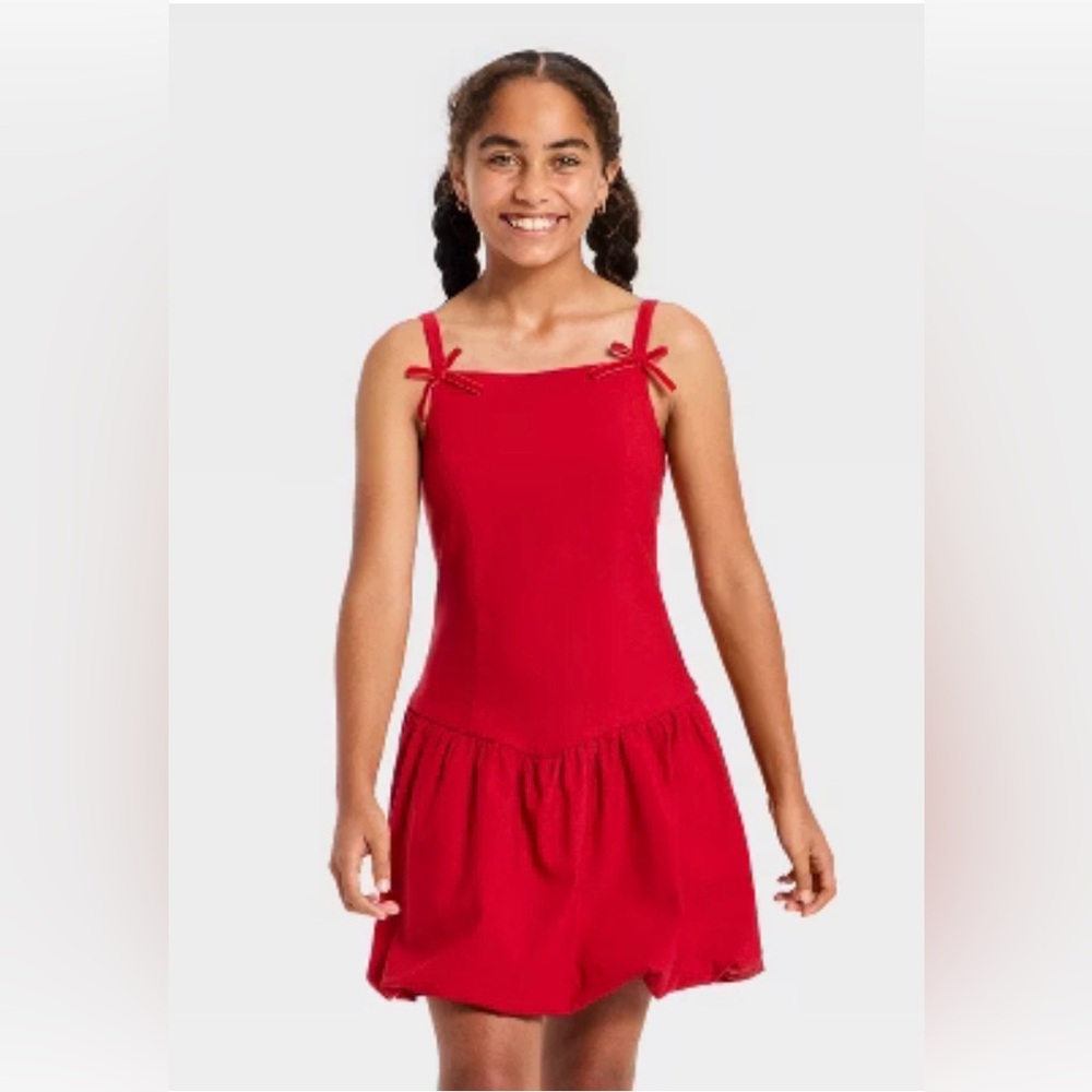 ART CLASS Girls Red Tank Dress with Bow Straps